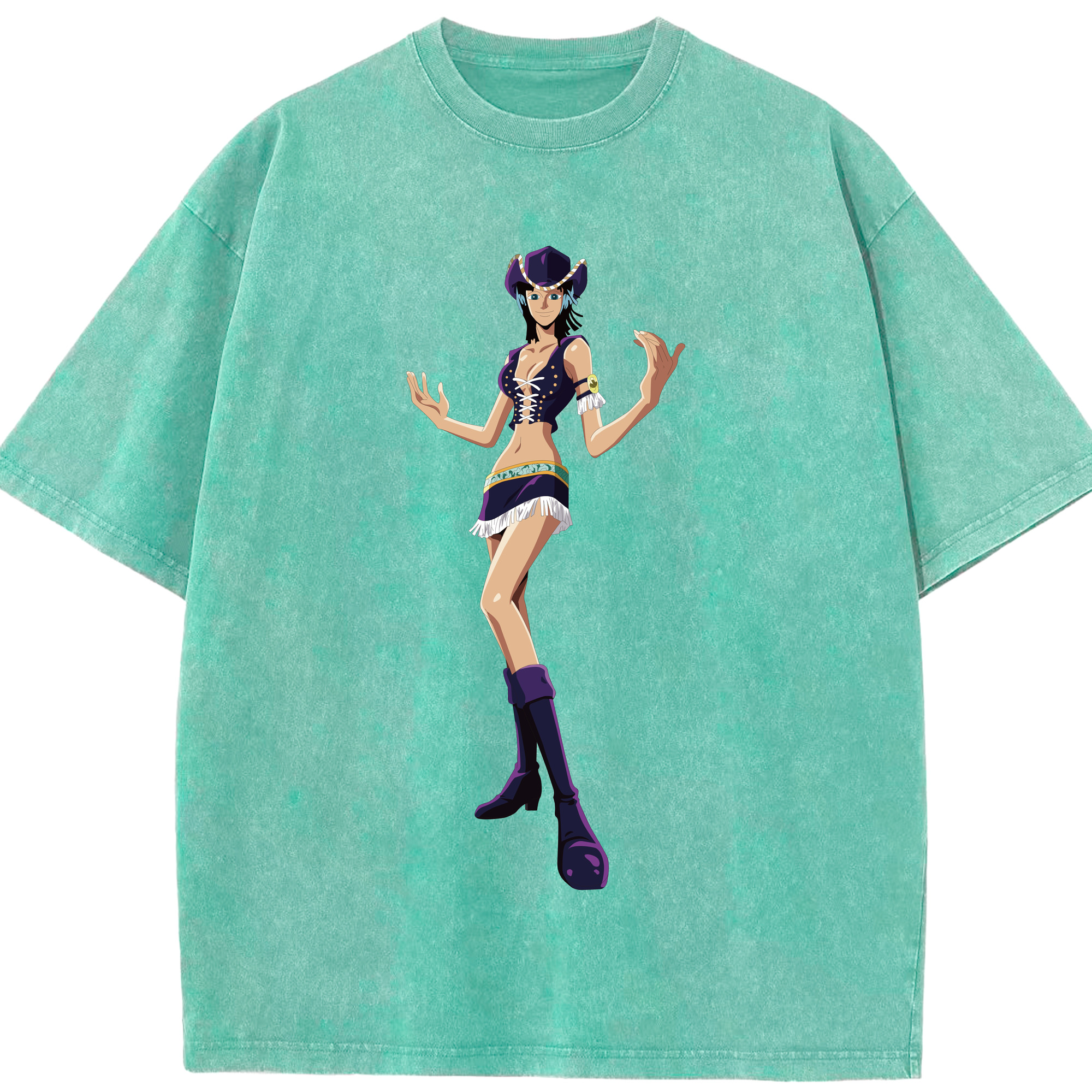 ワンピース ニコ・ロビン ONE PIECE Nico Robin 綿100% ヴィンテージ風 半袖Tシャツ（フロントプリント）